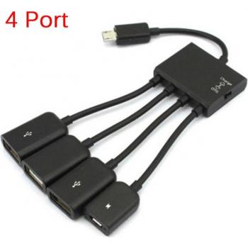 4-in-1 Micro USB OTG Adapter Splitter for Android Tablets and Smartphones