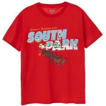 T-shirt rossa South Park uomo con auguri di stagione