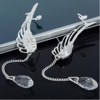 Crystal Dangle Earrings with Angel Wing Design