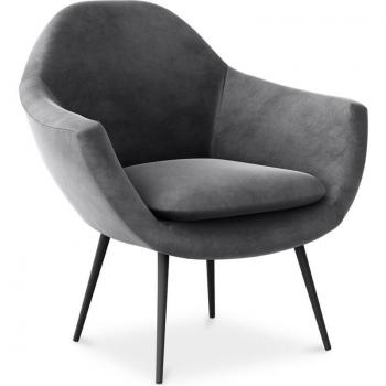 Privatefloor Poltrona Vellutata Eila Grigio Scuro