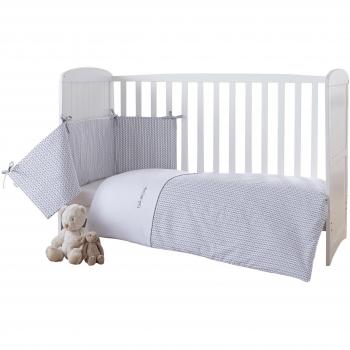 Clair de Lune Barley Bébé Grey Cot Bed Coverlet and Bumper Set