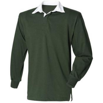 XL Herren Rugby‑Langarm Shirt in Flaschengrün – Front Row