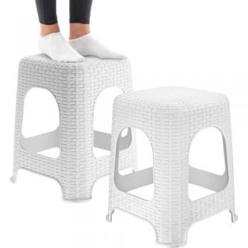 Taboret da Cucina in Rattan Bianco Kadax