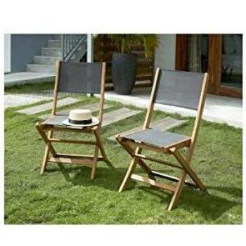 Sedia in Legno di Acacia Grigia (2 Pezzi)