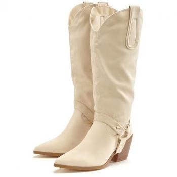 Stiefelette LASCANA Gr. 41, beige, Damen, Obermaterial: 100% Lederimitat, Futter: 100% Textilmaterial, Decksohle: 100% Lederimitat, Laufsohle: 100% Synthetik, unifarben, Schuhe, Cowboy Stiefel, Slouchy Boots mit abnehmbarem Schaft, Boots VEGAN