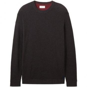 Men's 2XL Tom Tailor Structured Knit Sweater – Black & Grey Blend