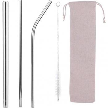 5Pcs Stainless Steel Drinking Straws Set for Smoothies and Juices