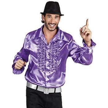 Boland Disco‑Rüsche‑Helm – Lila Party‑Shirt für Herren, 1970‑Stil