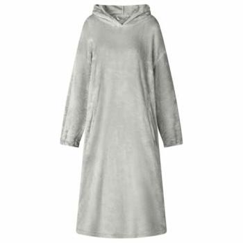 Flannel Blanket Hoodie Grey M – vidaXL