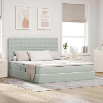 Lit Rectangulaire Moderne en Velours Gris Clair 180x200 avec LED – Vidaxl
