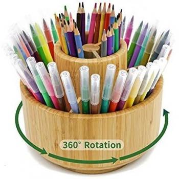 Bamboo Round Art Supply Storage
