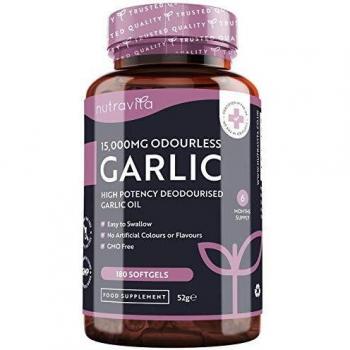 Nutravita Garlic Power Soft Gel 180, 15,000mg in White