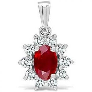 Pendentif en or blanc 18k avec 0.26ct de diamant et 0.65ct de rubis