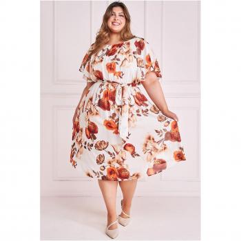 Goddiva Women's Wrap Back Flutter Sleeve Midi Dress
