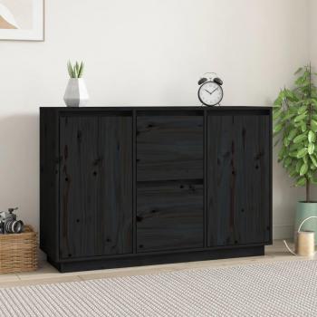 VidaXL Šoninė spintelė, juoda, 111x34x75cm – pušies medienos masyvas