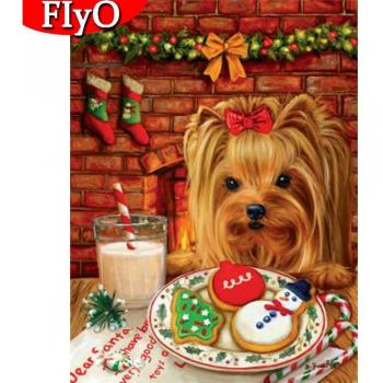 Pintura 5D Diamante Perro Conjunto Completo: Taladro Cuadrado y Bordado – Decoración Festiva