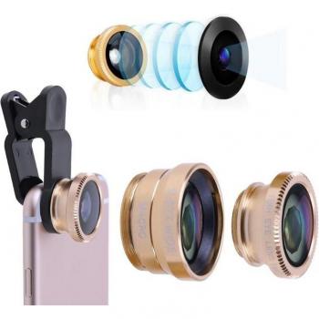 3-in-1 Mobile Phone Camera Lens with Fisheye and Macro