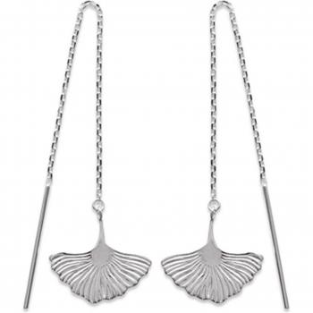 Élégance Lily – Boucle d’Argent Ginkgo Biloba Rhodié 5 cm