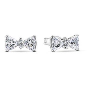 Pandora Bow Stud Earrings with White Crystals
