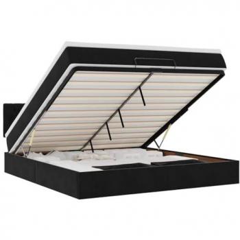 Lit ottoman 160x200 cm en velours noir avec matelas