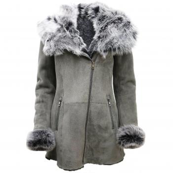 Merino Sheepskin Hooded Coat for Women