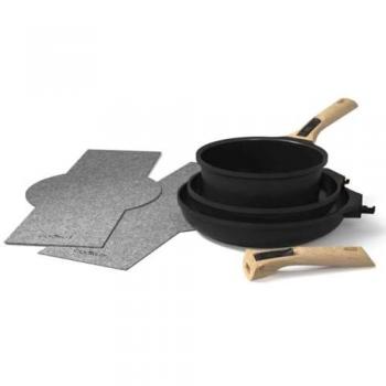 Set Cookut 2xPoêles, 1xCasserole – Noir Graphite, Poignée Déconnectable