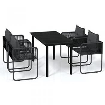 VidaXL Градински трапезен комплект, 5 части, черен