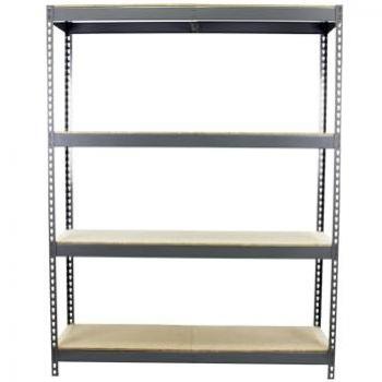 Estantería metálica de acero industrial, 2000x1800x450 mm, 4 baldas de madera, soporta 400 kg por balda, color gris/madera