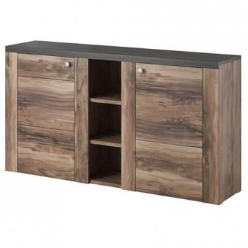 Meublorama – Buffet Santiago 155 cm Salón en Nogal Negro con Detalle de Madera