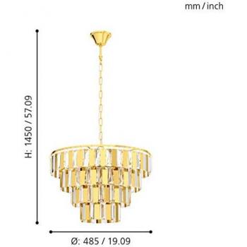 Lampadario Sospeso Erseka 7 Luci E14 in Ottone e Acciaio