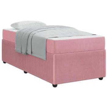 Matelas et cadre en velours rose, dimensions 90x190 – Vidaxl
