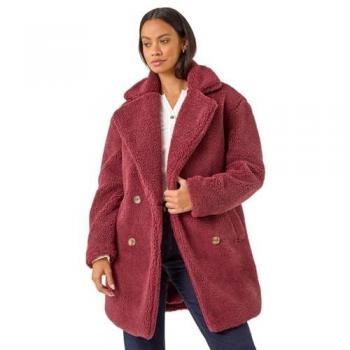 Female Size 16 Burgundy Oversized Boucle Coat – Dusk