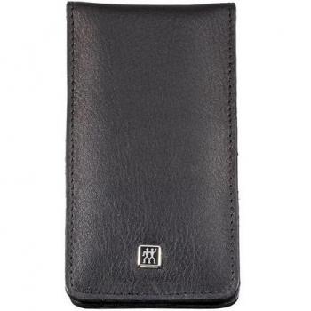 Zwilling CLASSIC INOX Druckknopf Etui aus Rindleder, 4-tlg., schwarz