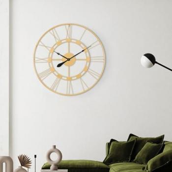 Grande horloge murale Ø 85 cm vieil or en fer avec chiffres romains WOMO-Design