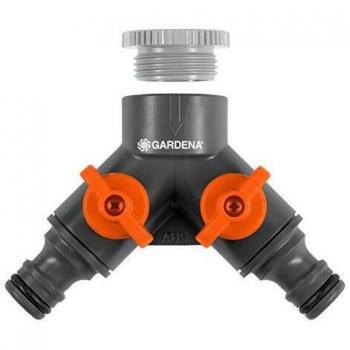 Gardena Wasserhahn Verteiler 2-Wege 21 mm und 26,5 mm