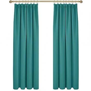 Deconovo Gardinen Kälteschutz Verdunkelung 220x140cm Türkis 2er Set