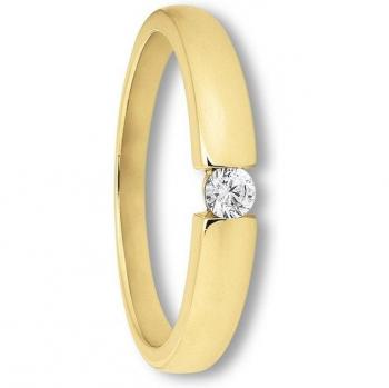 Goldring mit Zirkonia für Damen, 333 Gelbgold