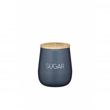 Azucarero Elegante KitchenCraft Serenity, Tapa Hermética, Metal/Madera de Mango, Color Gris/Madera, 12,5 x 15 cm