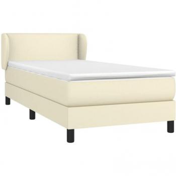Cremefarbenes Boxspringbett 90x200 cm mit Matratze