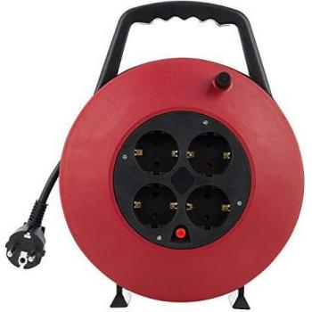 Boîtier d’enroulement câble 3G1,5 m – 10 m, 4 ports – Noir/Rouge