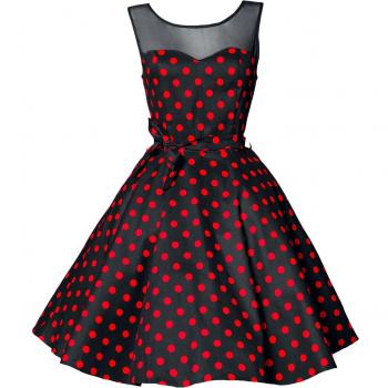 Belsira Robe Swing mi‑longue – Vêtement femme, couleur noire & rouge, tailles S‑3XL