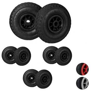 Ruedas de carretilla 3.00-4, set de 8, neumático de goma, llanta plástica, eje de 25 mm, 260x85 mm, negro