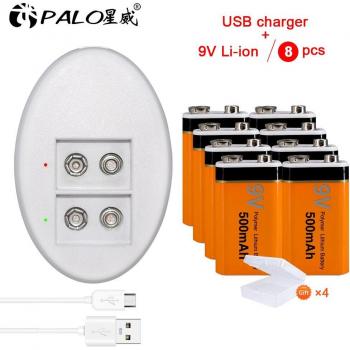 PALO – batterie 9V Lithium-ion 500mAh avec chargeur intelligent