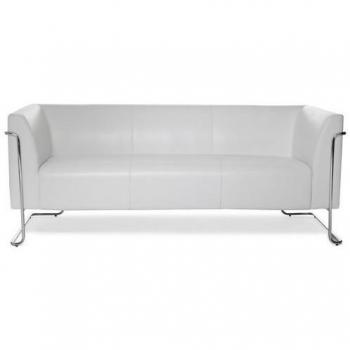 Divan Lounge Simili Cuir Blanc 3 Places