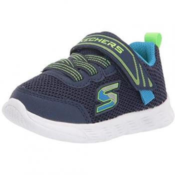 Skechers Mini Trainers Comfy Flex en Textil Navy con Detalle Lime