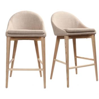 Miliboo taburetes de cocina nórdicos de tela beige 66 cm DALIA