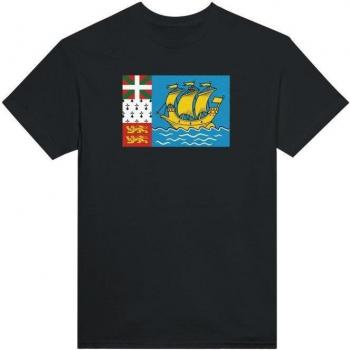 Camiseta Negra PIXELFORMA con Bandera de San Pedro y Miquelón