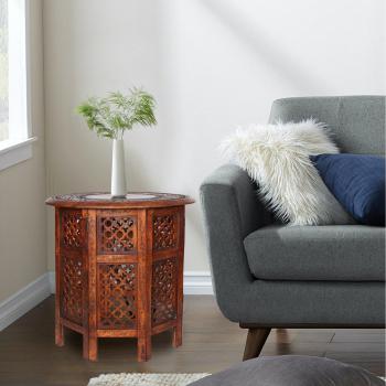 Round Wooden End Table