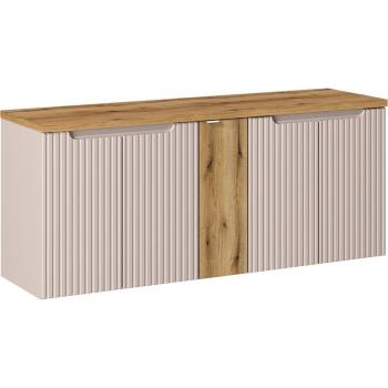 Meuble sous-vasque 140 cm 5 portes en bois et plan de toilette Riva