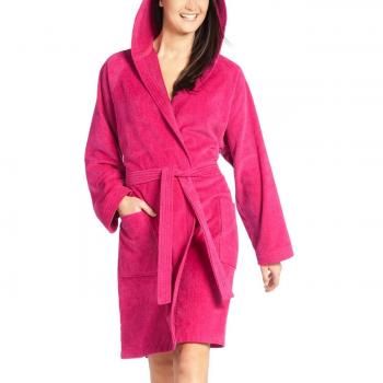 Vossen Damen Bademantel Texas, Einfarbig, Rot